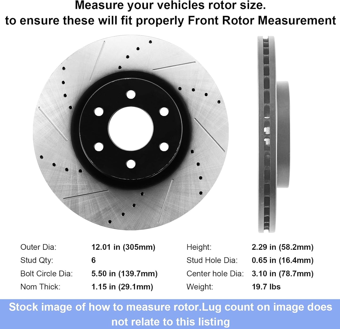 12.01" Front Disc Brake Rotors and Ceramic Brake Pads for 1999-2006 Chevy Silverado 1500, 2000-2006 Tahoe/Suburban 1500/Cadillac Escalade/GMC Sierra 1500, 2000-2006 Yukon XL/Yukon XL 1500