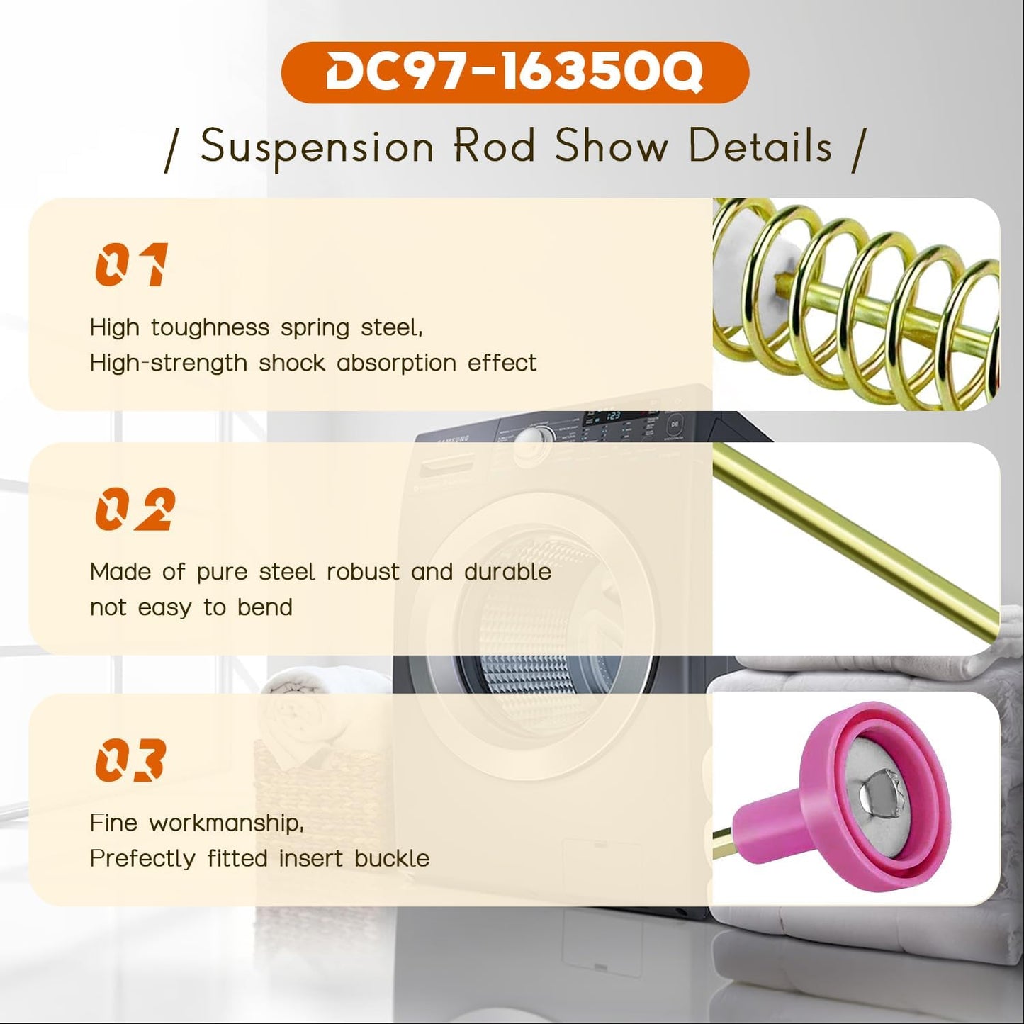 Casmer|DC97-16350Q WA55A7700AV Washer Suspension Rods for samsung Washer Suspension Rods, Part Number AP6806418, Fits for Samsung Models WA55CG7100AV, WA55A7300AE, WA55A7300AV, WA55CG7100AW