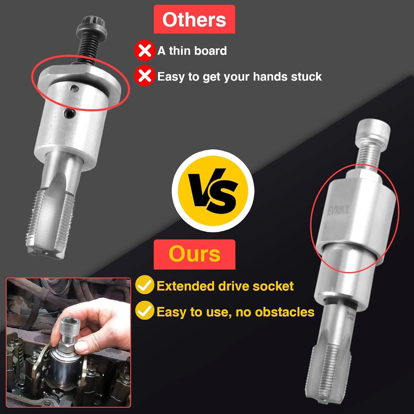 Upgraded Injector Sleeve Cup Removal Installation Tool Kit Compatible with Ford E-Series 7.3L,Ford F-Series 7.3L,Ford Excursion 7.3L,Ford Powerstroke 7.3L,Ford Navistar 7.3L 1994-2003