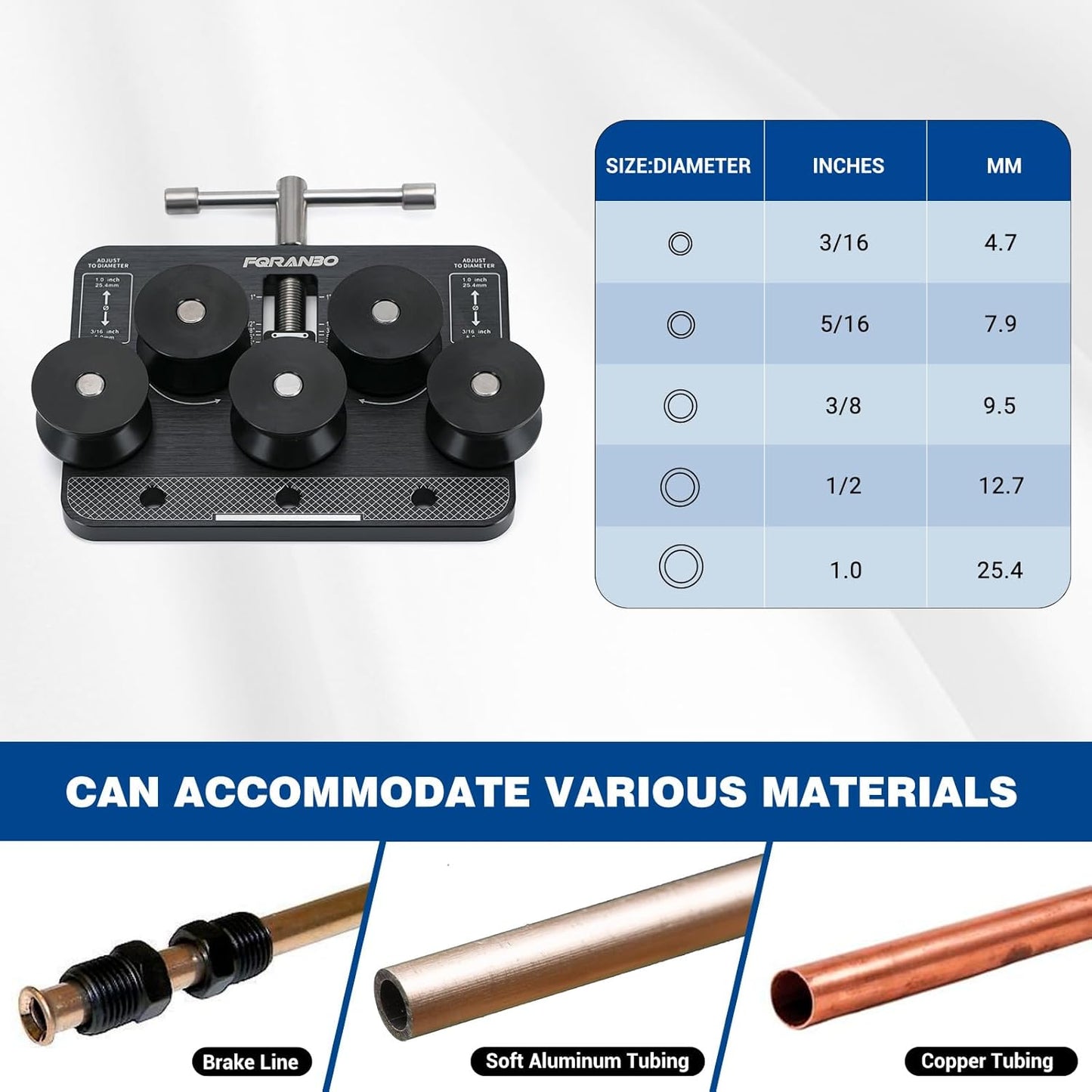 Tubing Straightener, Brake Line Straightener, Tube Straightener for 3/16" - 1.0" Diameters, Fuel Line and Aluminum, Copper, Stainless Steel Tubing
