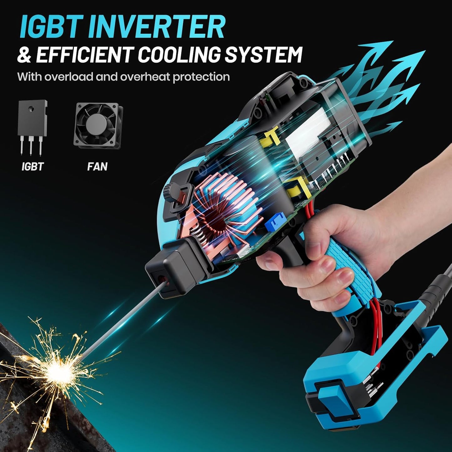 Seesii Handheld Welder,110V 120A Portable Welding Machine with True Color Auto Darkening Welding Goggles and Welding Chipping Hammer, Suitable for 3/64"-1/8" Welding Rods, Portable ARC Welder Gun