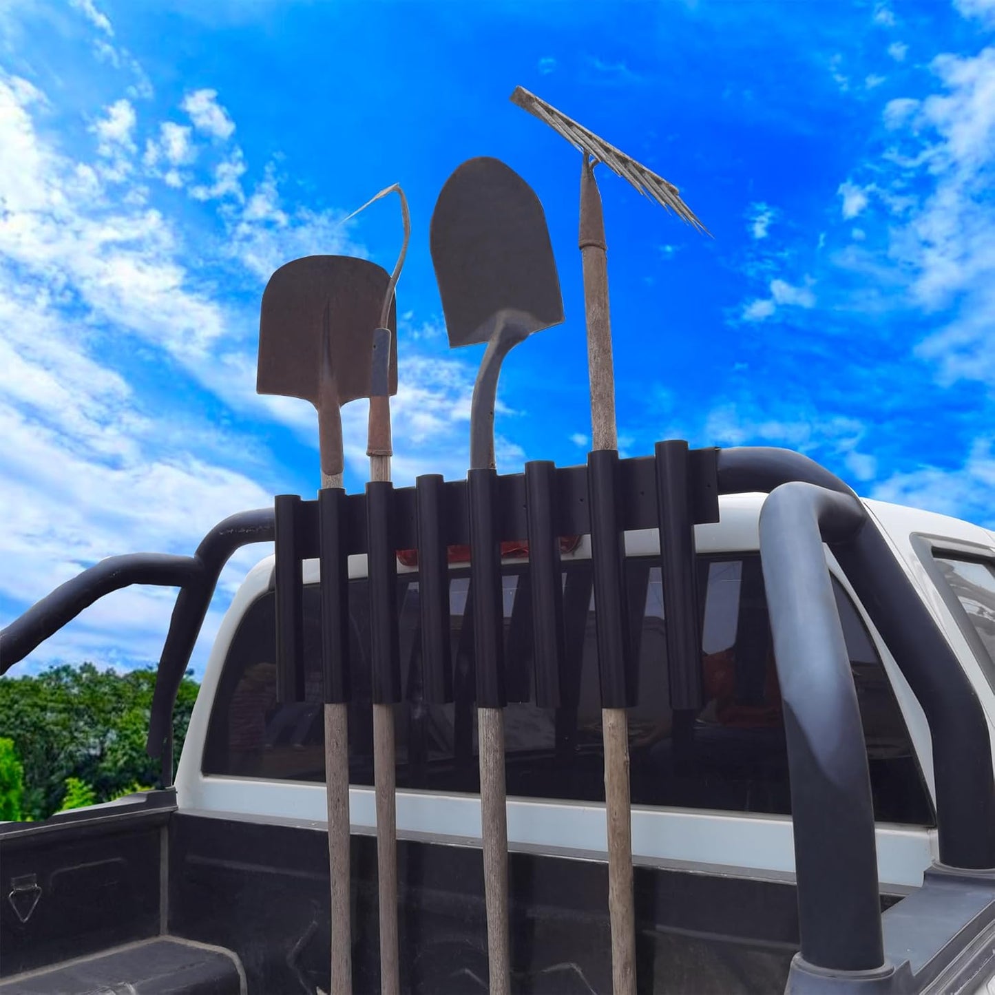 8-hole Shovel Holder for Truck, Shovel Mount 8 Holes in 2 Groups, Heavy Duty Trailer Tool Rack for Trimmer, Rake, Lawn, Landscape Hand Tools (Bed & Box Mount) (8 Holes Bed Muont Upgrade)
