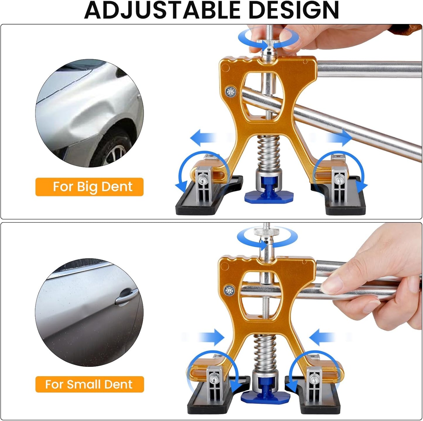 Car Dent Puller Kit, 135 PCS Paintless Dent Removal Kit, Car Dent Repair Kit with Slide Hammer 2 in 1 T-bar, Golden Lifter, Bridge Puller, Suction Cup, Dent Remover Tool for Car Hail Damage DIY Repair