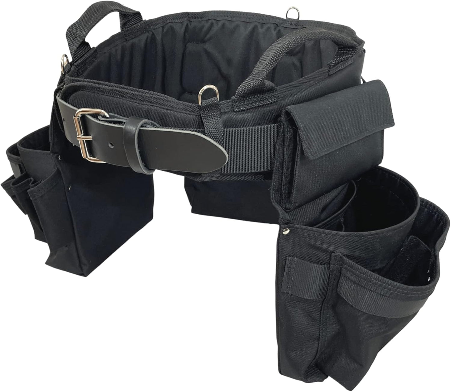 BOULDER BAG Ultimate Electrician's MAX Combo with Comfort Back Support Tool Belt, Leather Belt Buckle, Heavy Duty Tool Belt, Black, (Medium 28-32 Inch Waist), Tool Belt Made in USA
