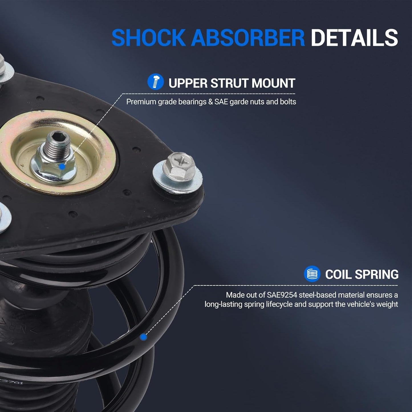 Autoround Front Complete Shock Absorber Compatible with Ford Focus 2012-2013, 172523 172522 Left & Right Struts with Coil Spring Assembly
