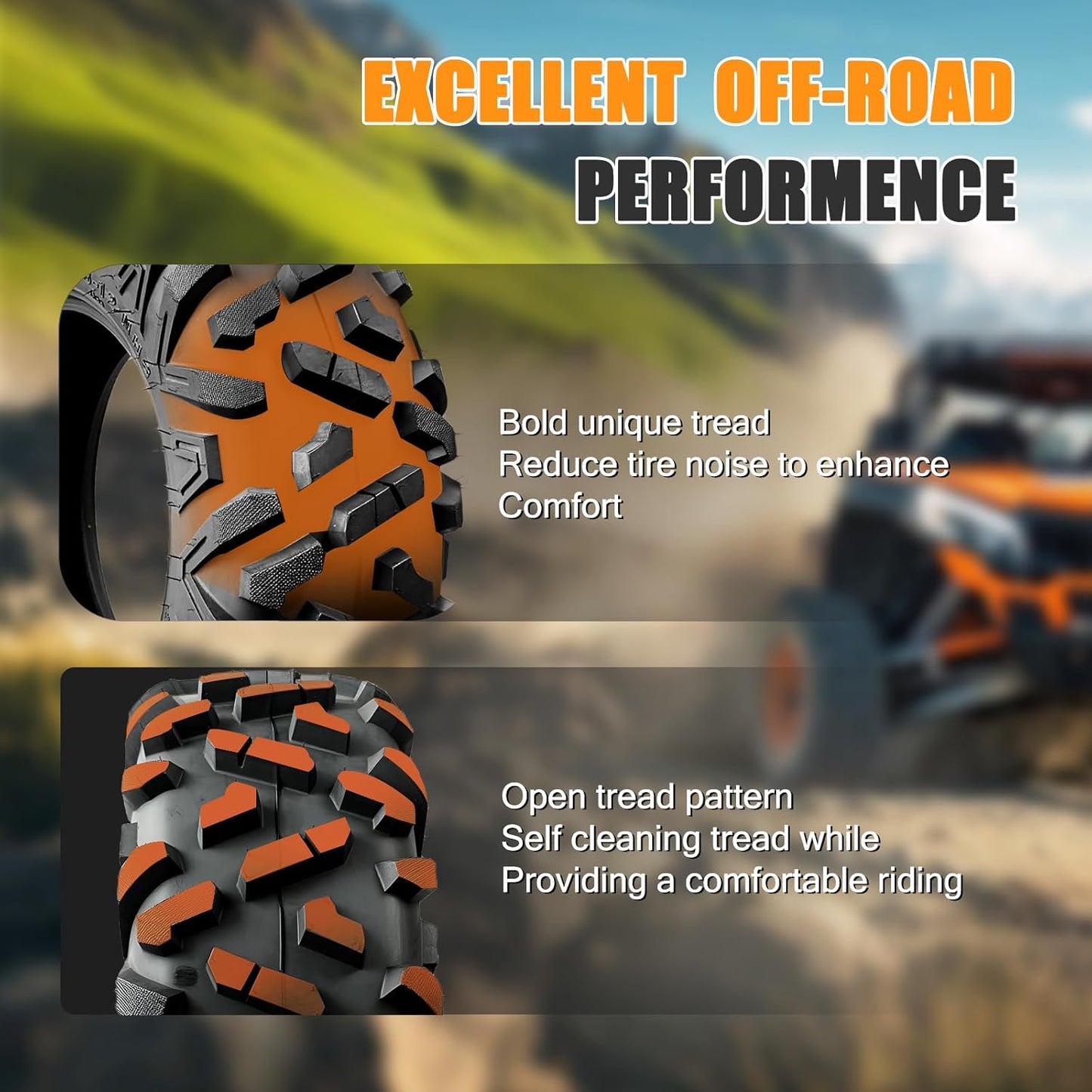 TRIPOWER ATV UTV Tires 25x8-12 & 25x10-12 All Terrain Trail Sand Mud Off-Road Tires, 6 Ply Tubeless Full Set of 4