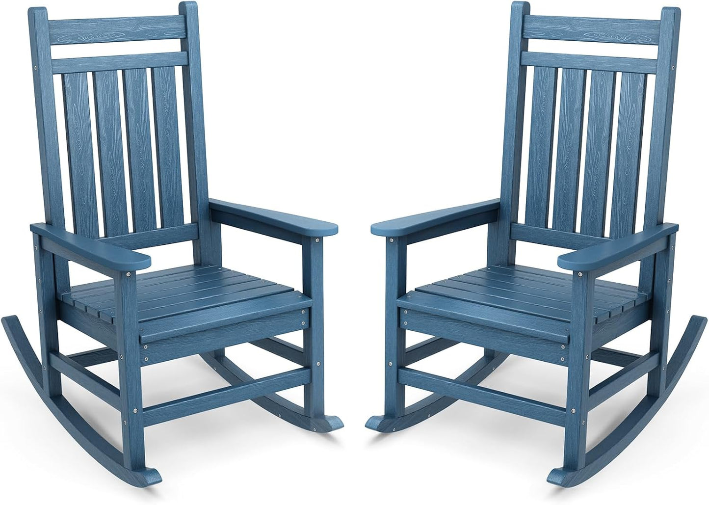 SERWALL Oversized Outdoor Rocking Chair Set of 4, HDPE Rocker for Adults, Patio Rocking Chairs for Porch, Black