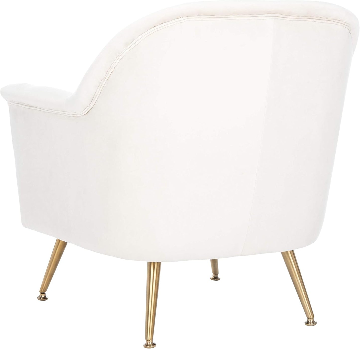 Safavieh Home Brienne Retro Glam Ivory Velvet and Brass Arm Chair
