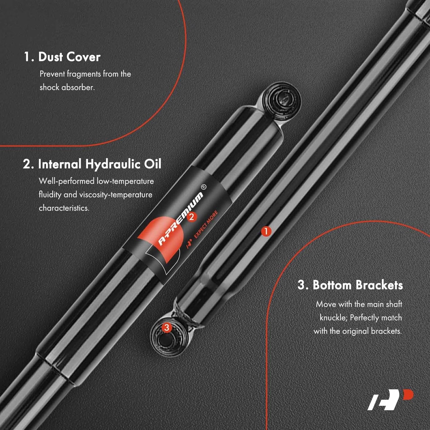 A-Premium Rear Pair (2) Shock Absorber Compatible with Ford F-150 2004-2014 & Lincoln Mark LT 2006-2008
