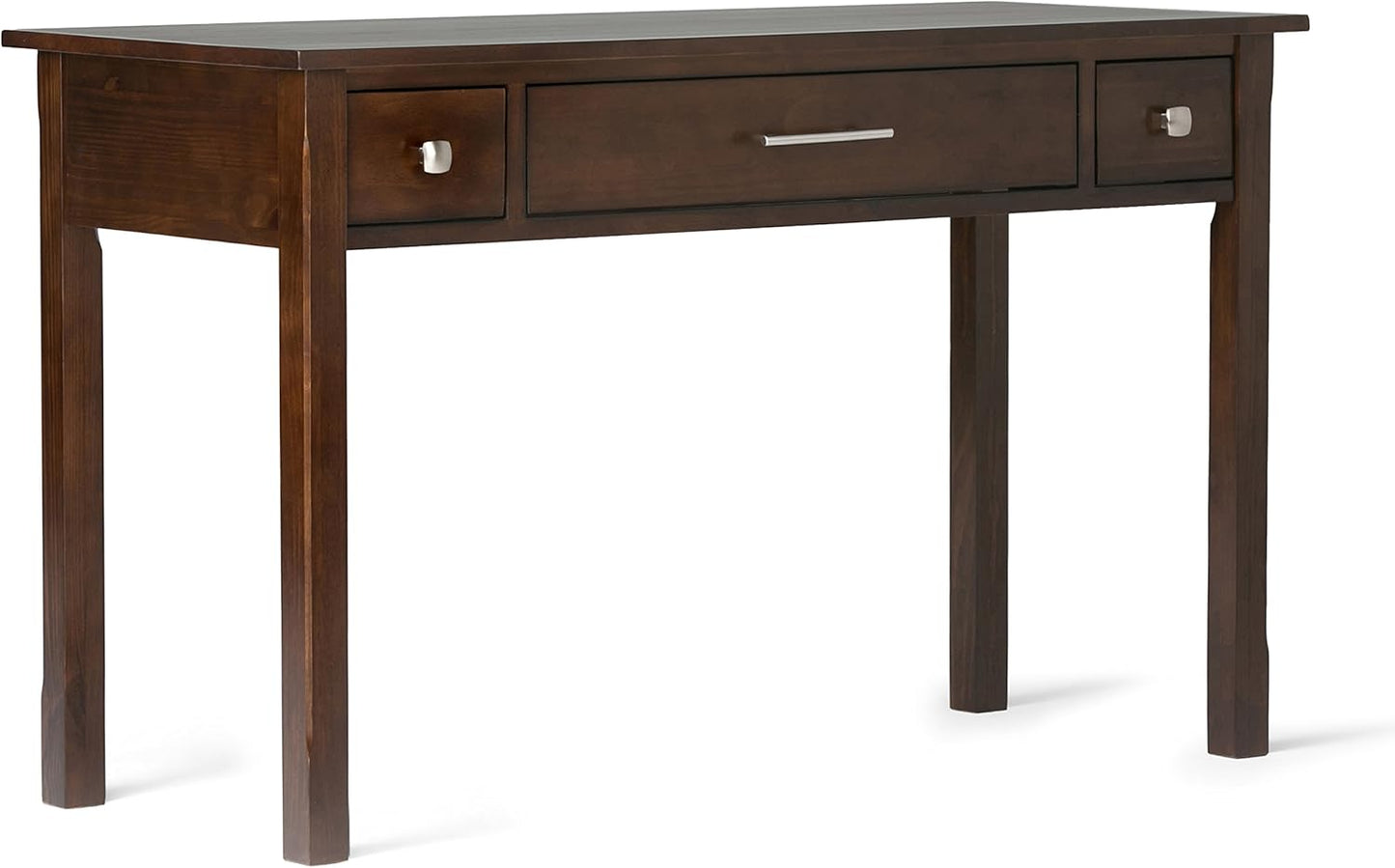 SIMPLIHOME Avalon Desk - 60-Inch Wide Solid Wood Writing Desk in Tobacco Brown, Contemporary Home Office Computer Table for Workspace or Study with 2 Drawers and Flip-Down Keyboard Tray
