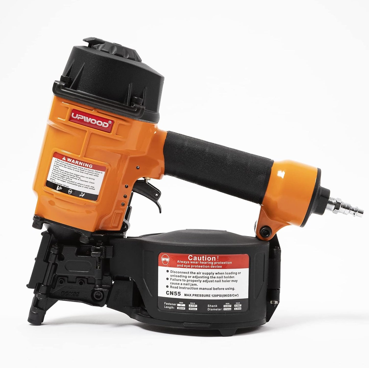 CN55 Air Coil Nailer, 1 Inch to 2-1/4 Inch 15 Degree Coil Nail Gun Fast Shooting Fencing Nailer Pneumatic Coil Framing Nailer