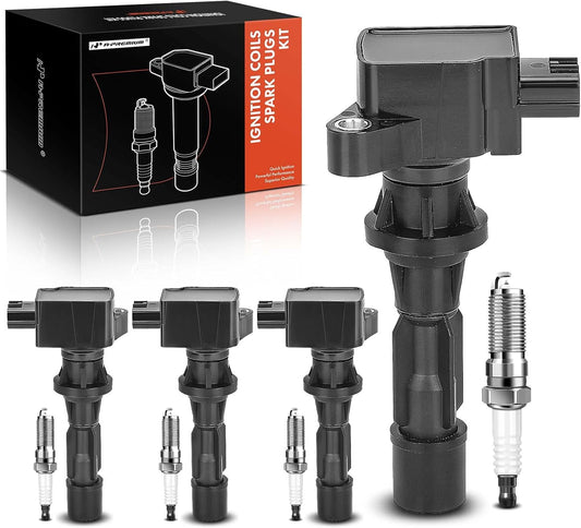 A-Premium Set of 4 Ignition Coil Pack and Iridium Spark Plugs Compatible with Mazda 3 2006-2013, 6 2006-2013, CX-7 2010-2012, 2.0L 2.3L 2.5L