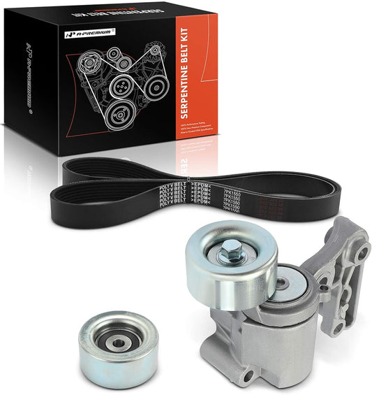 A-Premium Engine Serpentine Belt Drive Kit with Tensioner & Idler Compatible with Toyota Camry 12-17, RAV4 06-12, Highlander 08-16, Sienna 11-16, Venza 09-15 & Lexus ES350 13-18, IS250 06-10, RX350