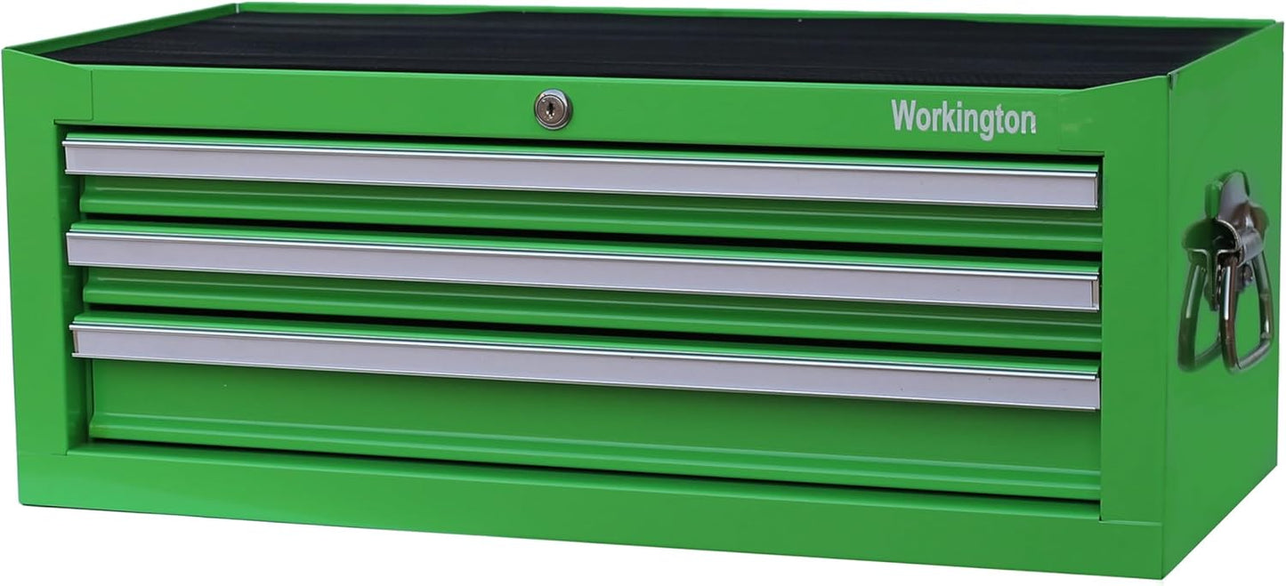 Workington Industrial 3 Drawers Portable Metal Intermediate Box, 26" Middle Tool Chest Cabinet with Ball Bearing Drawer Slides, Steel Tool Storage Box Organizer 4009 Black