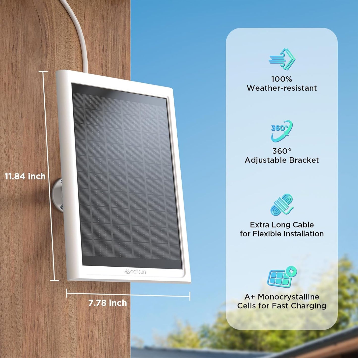 2 Pack - Solar Panel for Security Camera,6W Solar Charger for Ring Stick Up Cam Battery/Pro&Ring Spotlight Cam Battery/Plus/Pro,13FT Cable IP68 Waterproof USB-C and DC3.5mm Ports