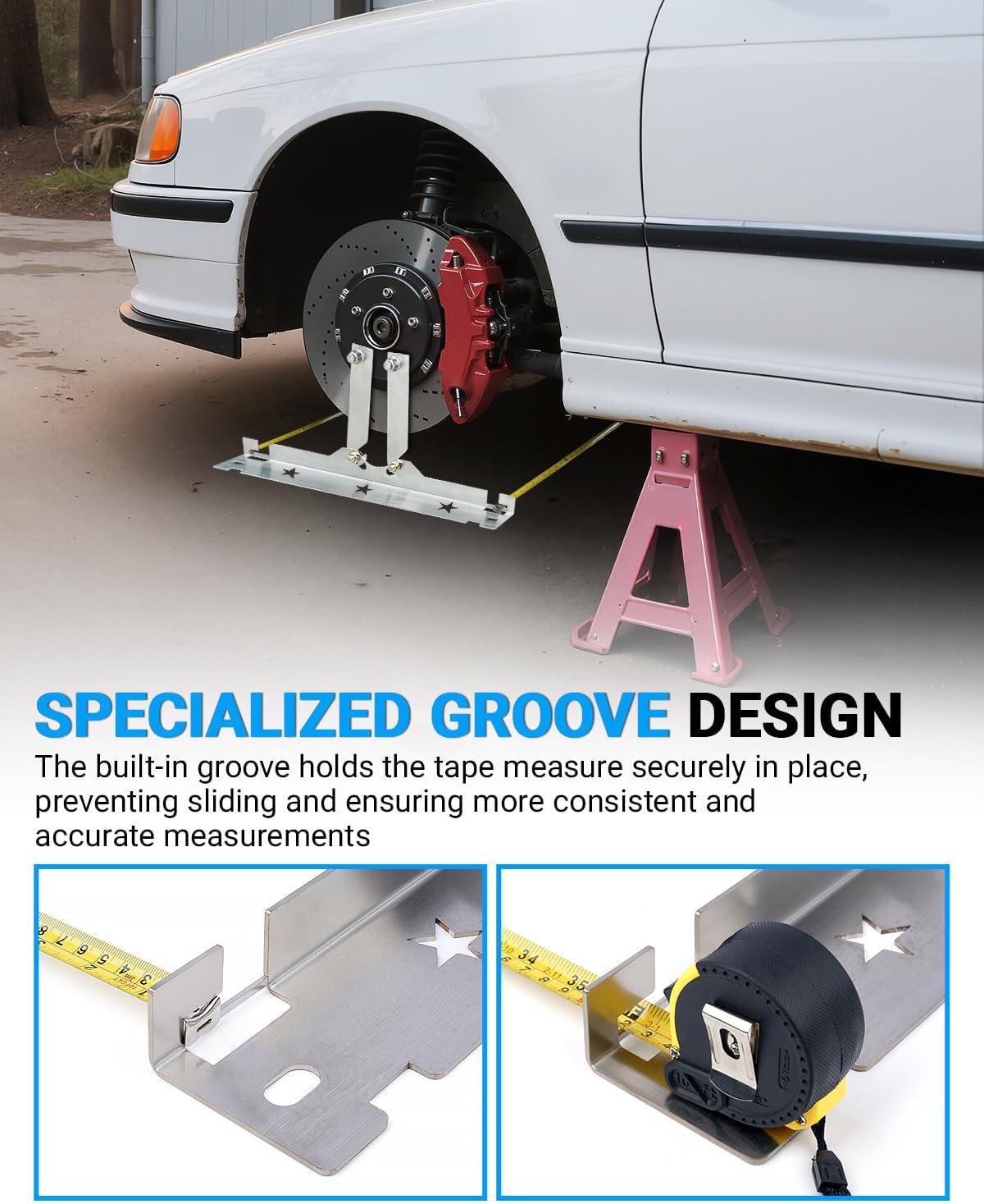 Wheel Alignment Tool with Connection Sheet, Premium Stainless Steel Toe Alignment Tool Plates for Car, Truck, SUV(Include 2 Measuring Tapes)