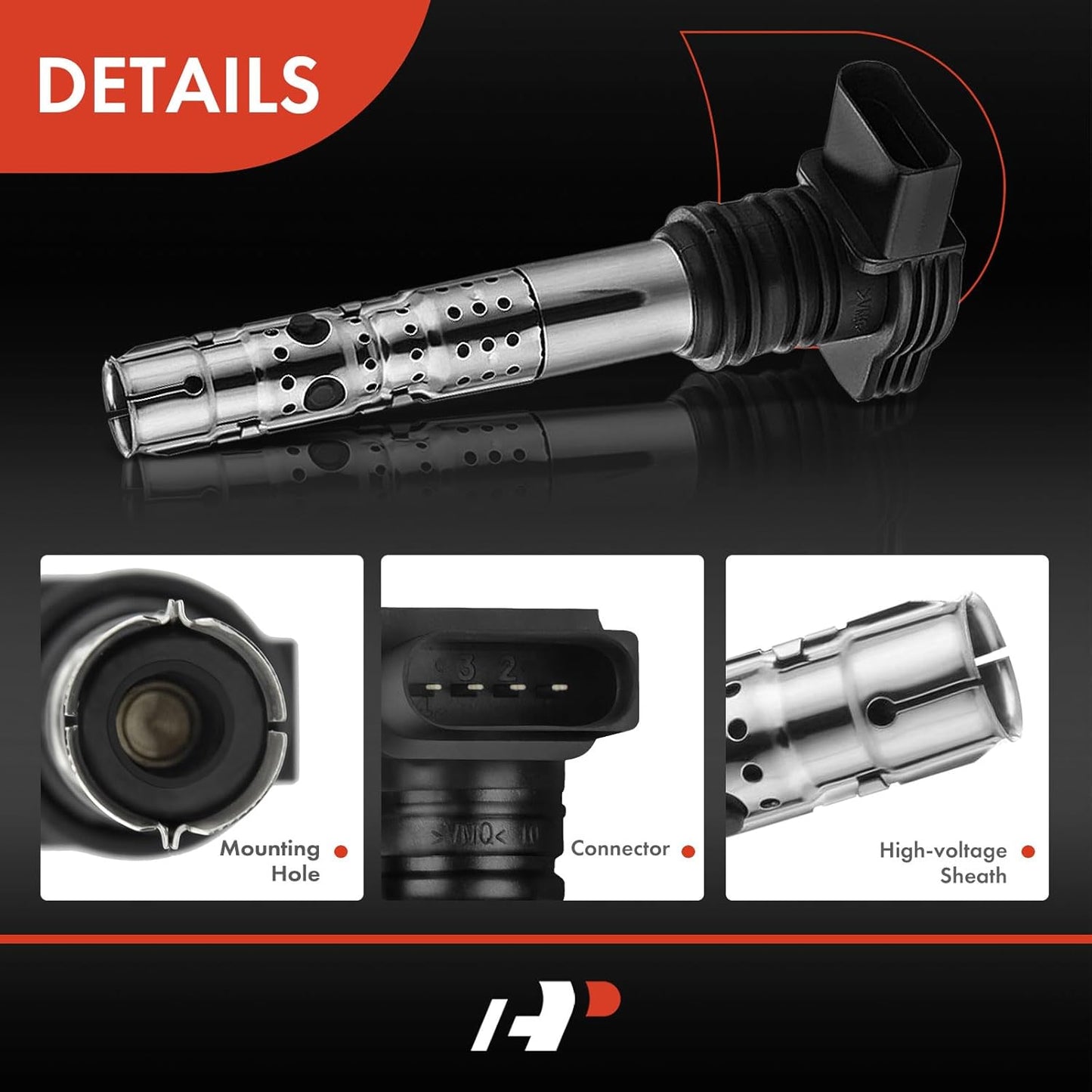 A-Premium Ignition Coils Pack Compatible with Volkswagen Jetta Passat Beetle 2001-2005 Golf Audi A4 2001-2006 A6 Allroad TT Quattro 1.8L 2.7L Turbo 4-PC Set