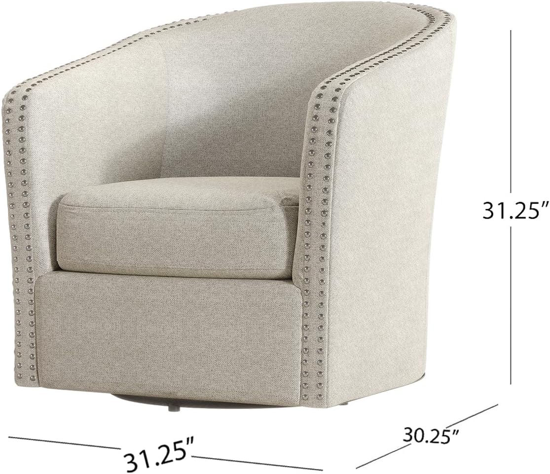 Christopher Knight Home Octavia Contemporary Fabric Swivel Chair, Wheat, Black 31.25D x 30.25W x 31.25H in