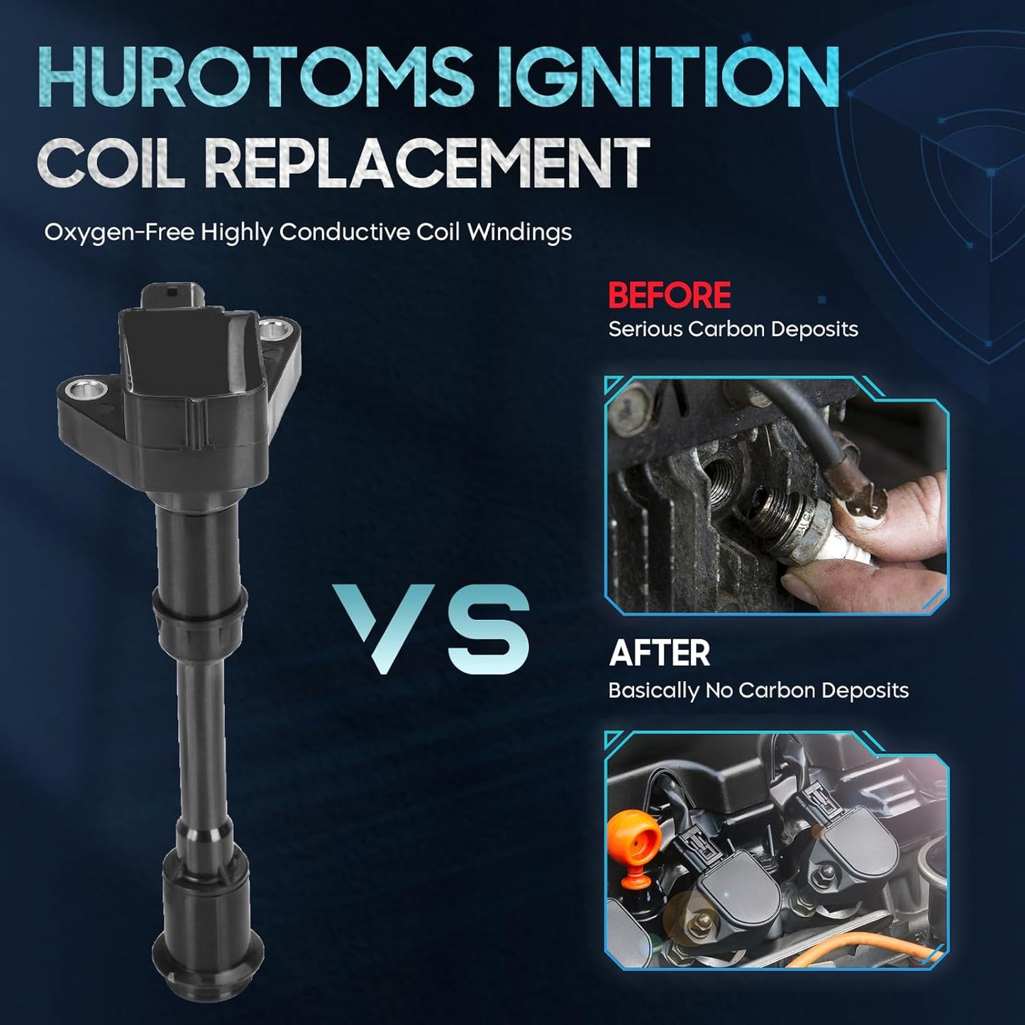 Set of 4 Ignition Coil Pack Compatible with Ford Escape Fiesta Fusion Transit Connect 1.6L L4 2013 2014 2015 2016,2017 2018 2019, Replace for UF674 C871 GN10644, Black