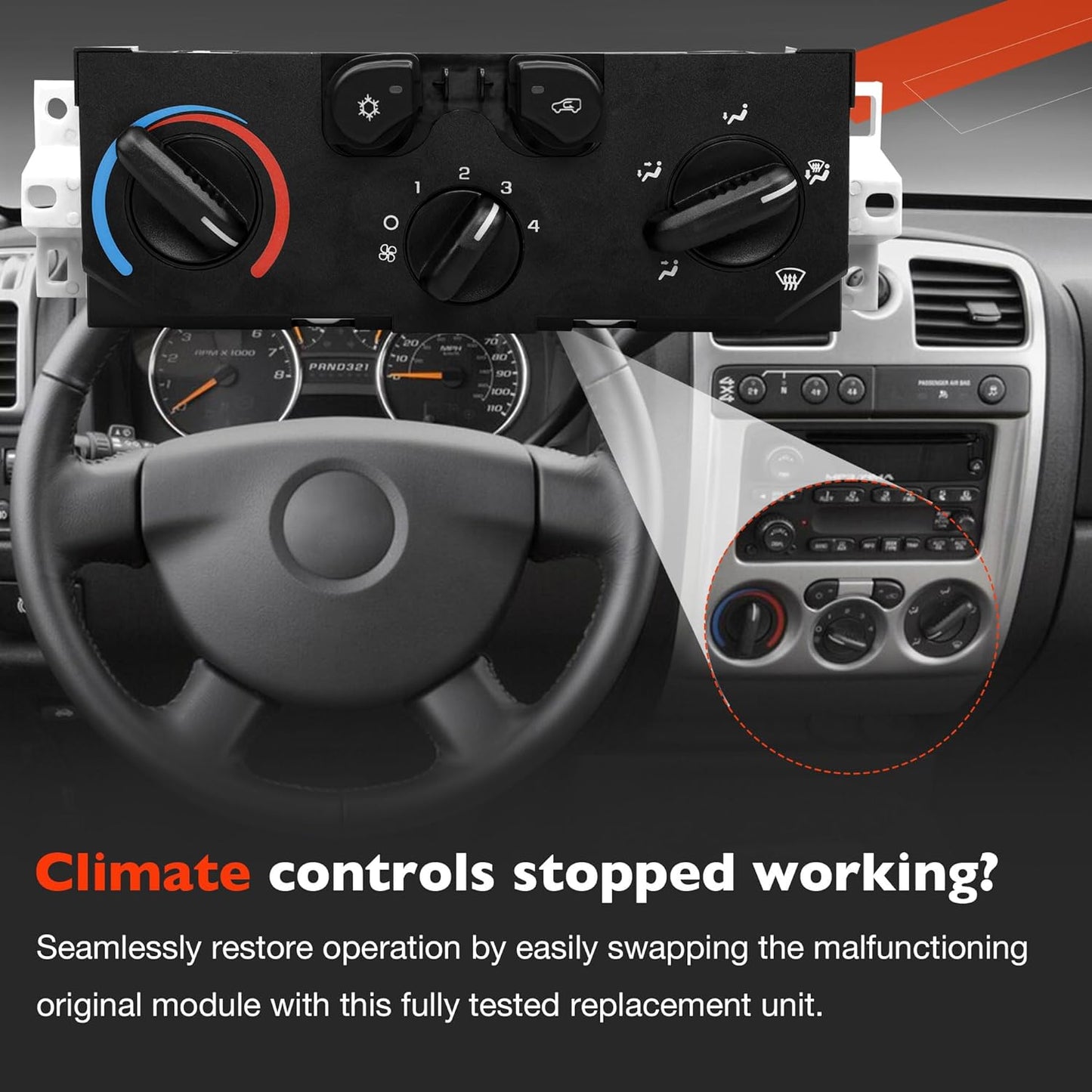 15-73870 Front Climate Control Module A/C Heater Air Conditioning Panel, Compatible with 2004-2012 Chevy Colorado GMC Canyon, 2006-2008 Isuzu i-280 i-290 i-350 i-370 -Replace OE#: 25841856 15113185