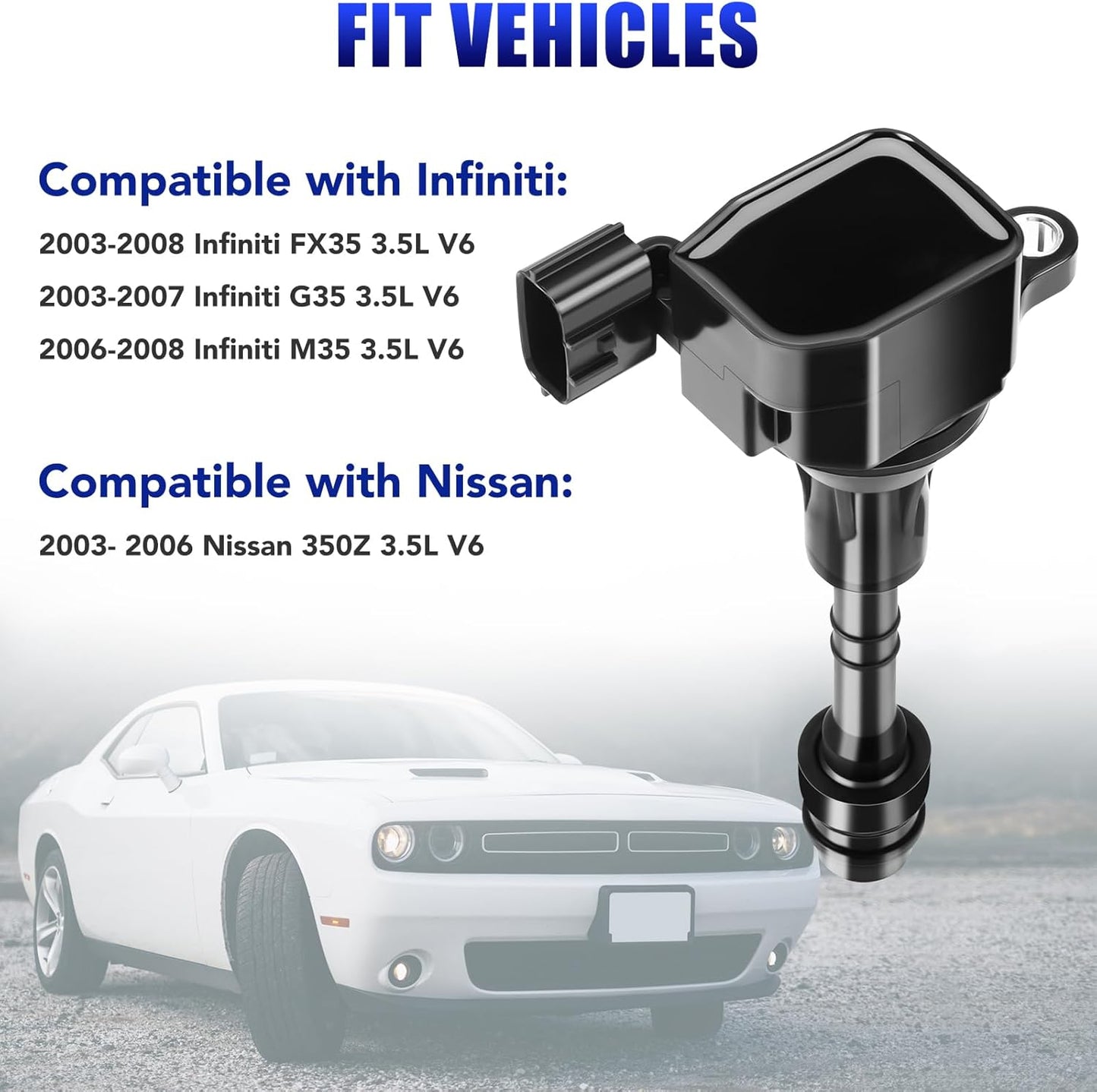 Set of 6 Ignition Coil Pack and Spark Plugs fits for Infiniti FX35 G35 M35 Nissan 350Z 2003 2004 2005 2006 2007 2008 3.5 V6 Replaces# UF401 4469