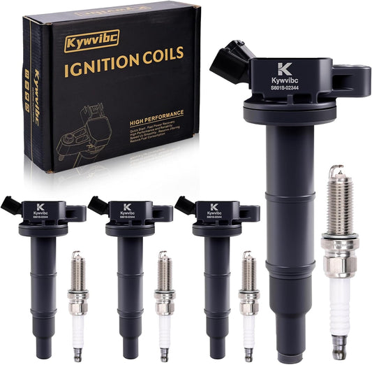 UF333 Ignition Coil Packs, 7092 Double Iridium Spark Plug Compatible with 2001-2012 Toyota Corolla Solara Matrix Highlander Lexus Scion xB TC Set of 4