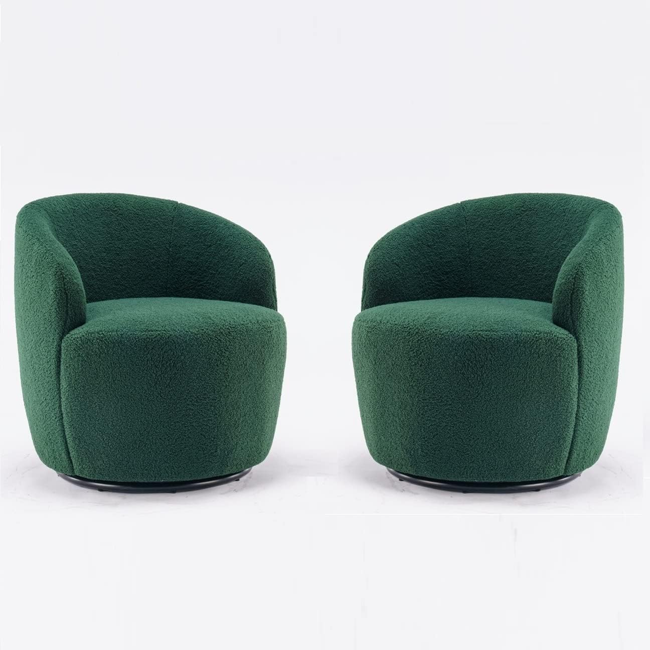 Set of 2 Teddy Fabric Swivel Accent Barrel Chair Armchair Upholstered Cozy Club Leisure Chair Single Sofa Reading Chair for Living Room Bedroom Conversation Areas Small Space (Coffee)