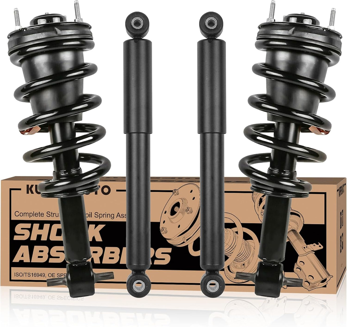 911533 189105 4PCS Front and Rear Complete Struts Coil Springs and Shock Absorbers Assembly Compatible for Chevrolet Suburban Tahoe Avalanche 2007-2013 /Compatible for GMC Yukon 2015-2016