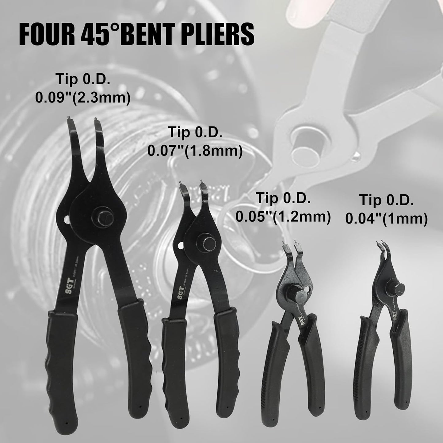 SGT 14pc Snap Ring Pliers Set,Internal & External Circlip Pliers with 45 degree,90 degrees and Straight Pliers, Hook & Pick,Heavy Duty Removal Tool with Storage Case & Gloves