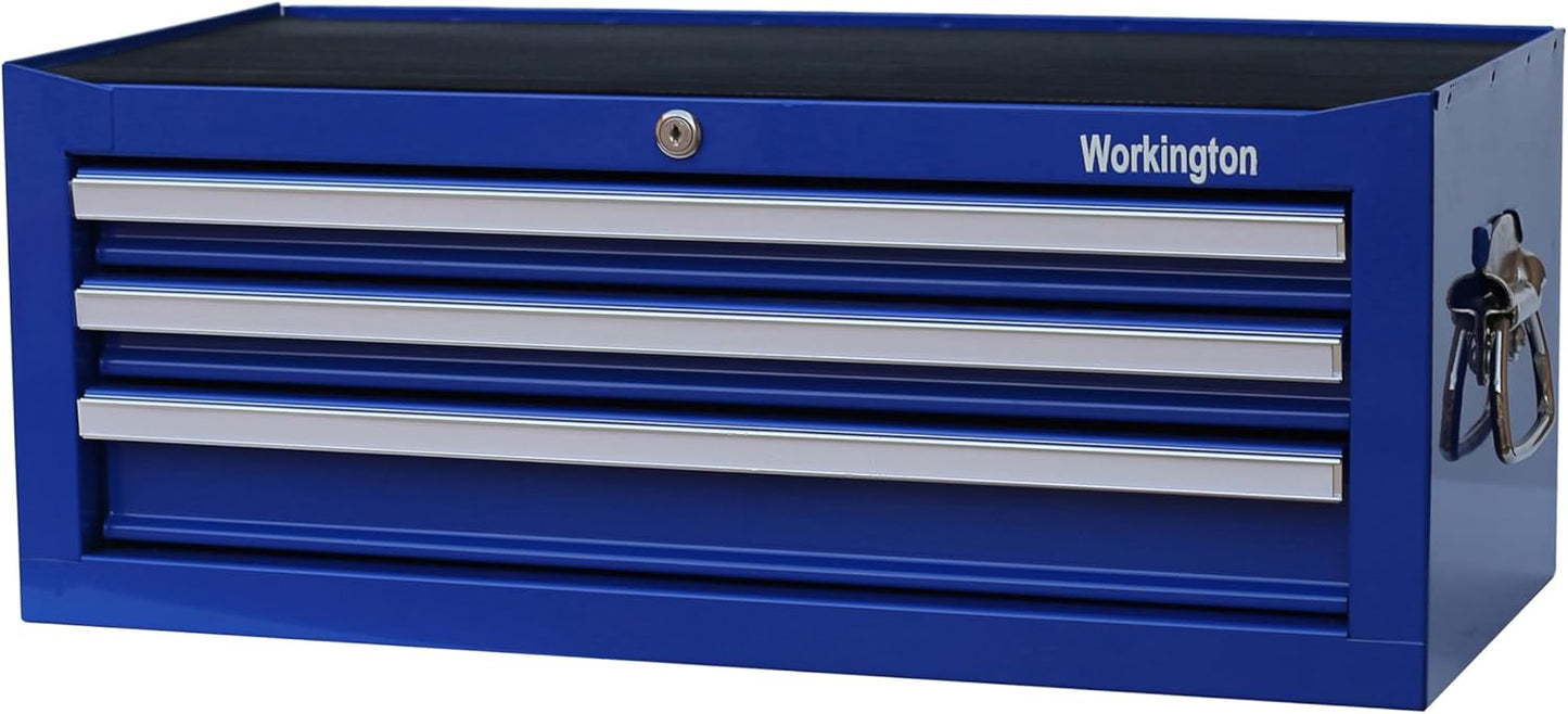 Workington Industrial 3 Drawers Portable Metal Intermediate Box, 26" Middle Tool Chest Cabinet with Ball Bearing Drawer Slides, Steel Tool Storage Box Organizer 4009 Black