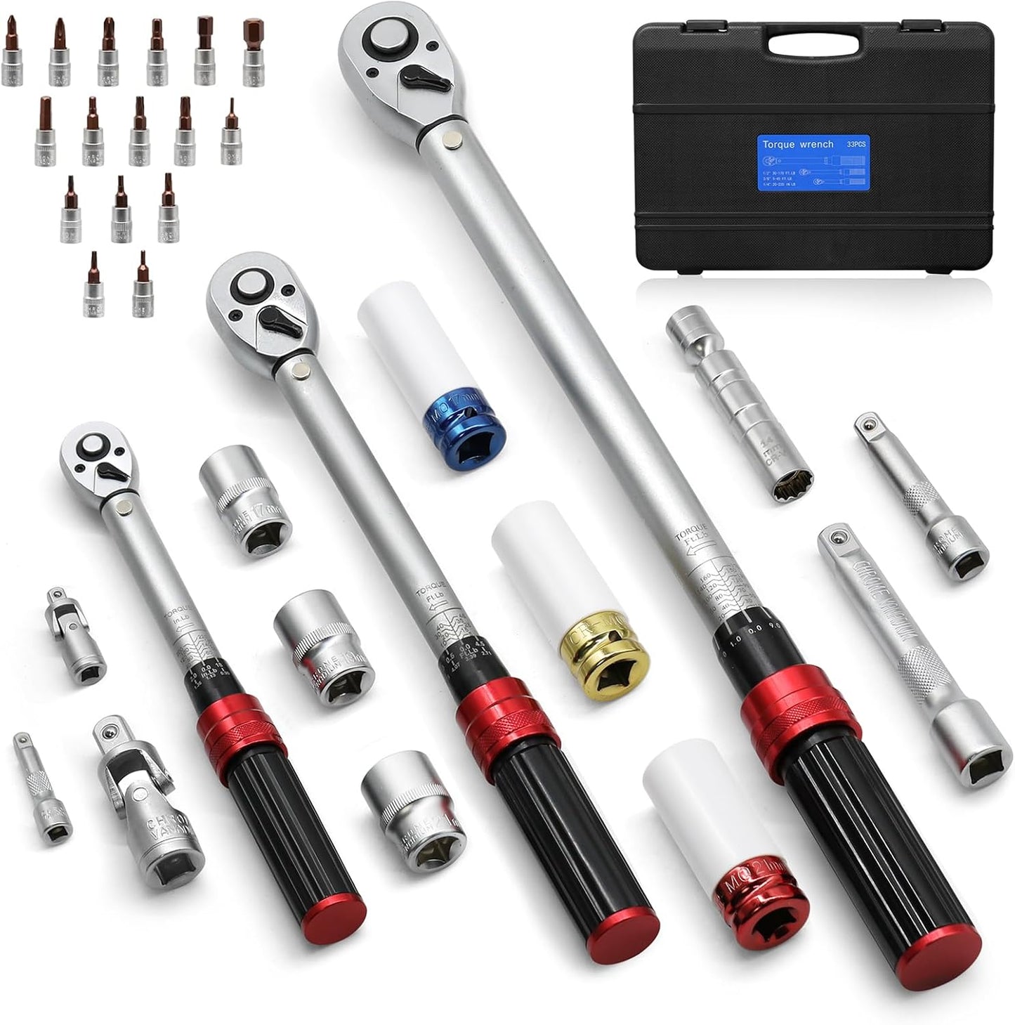 3/4 Torque Wrench, 100-600ft.lb/135.5-815Nm Dual-Direction Adjustable High Accuracy Torque Wrench 3/4 Drive, ±3% Click with Buckle for Car Trucks Oil Rigs Off-Road Equipment