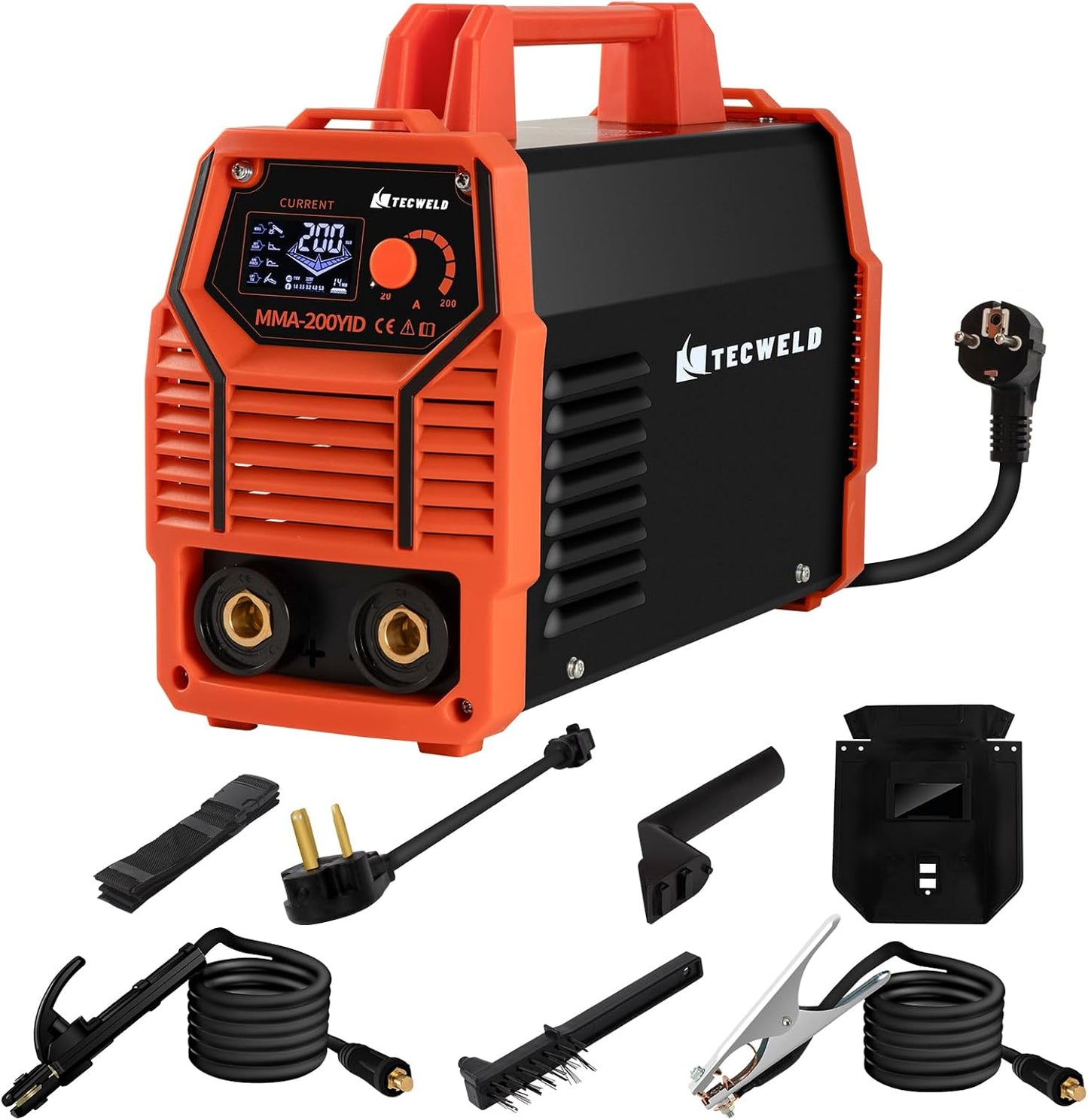 200A Stick Welder 110V, Mini Portable Inverter Welding Machine with Synergic Control, Digital Display, Hot Start, Arc Force, Anti-Stick - Includes Helmet,Gloves,20 Rods & Accessories