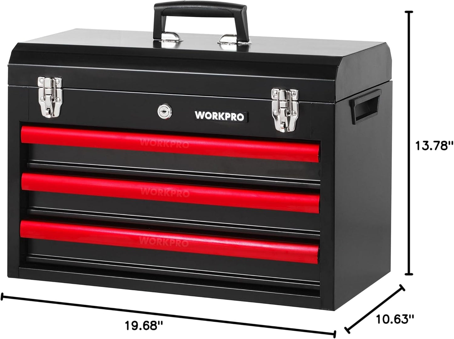 WORKPRO 408-Piece Mechanics Tool Set, General Household Home Repair Tool Kit with 3-Drawer Heavy Duty Metal Box, Hand Tool Kit Set 1 Pack