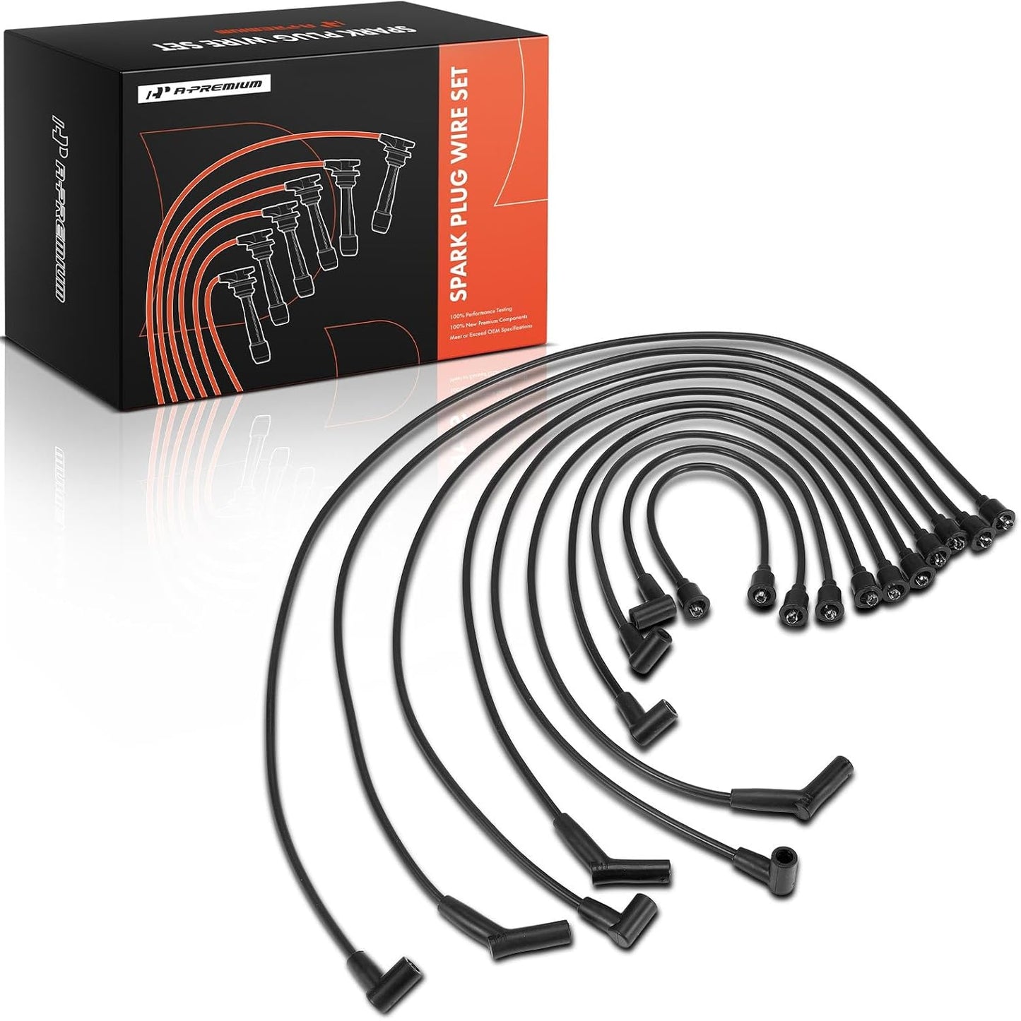 A-Premium Ignition Spark Plug Wires Set of 10 Compatible with Chrysler Town & Country Cordoba Imperial New Yorker & Dodge Charger Ramcharger B100 Royal Monaco & Plymouth Gran Fury Satellite