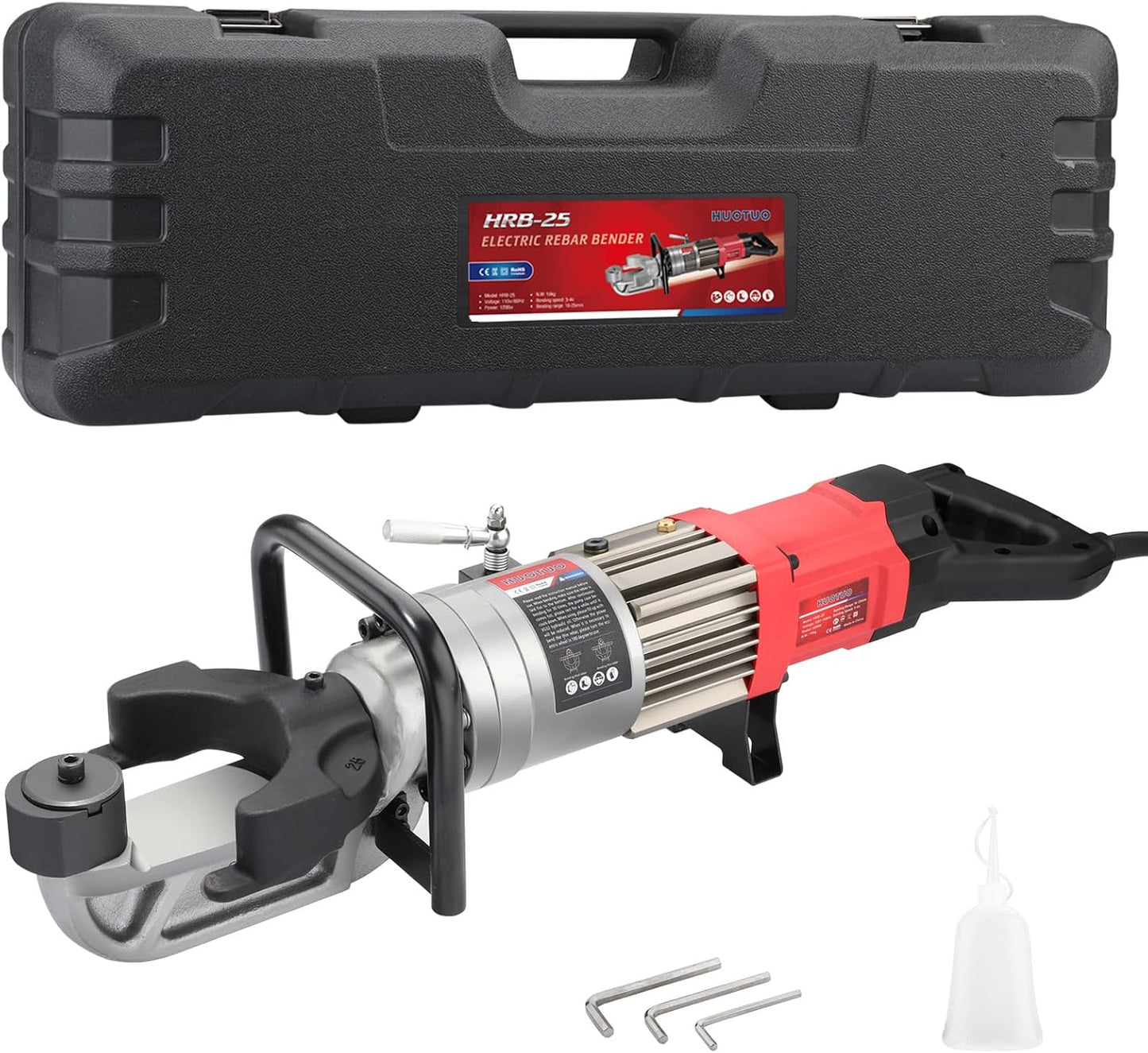 5/8" Electric Hydraulic Rebar Bender 1100W Portable Hydraulic Rebar Bending Machine [TÜV Rheinland North American Certificated] 6-16 mm Rebar within 2-2.5s Easy Bending Rebar Steel Bar HRB16