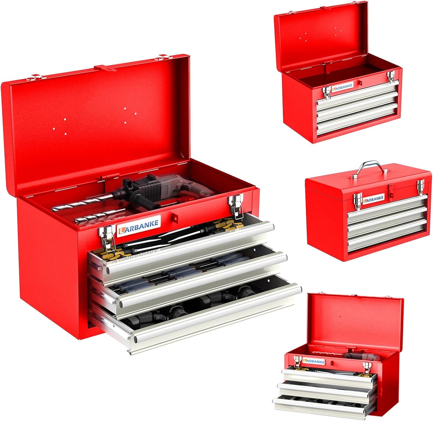 7-Drawer Rolling Tool Chest with 360°Wheels and Padded Feet,Tool Chest with Stainless Steel Countertop,Tool Cabinet with Secure Locking System,for Home, Garage and Office