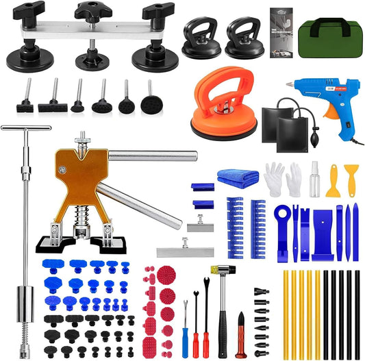 119Pcs Dent Puller Kit,Car Dent Puller,Dent Removal Kit,Paintless Dent Removal Kit,Car Dent Repair Kit,Dent Removal Kit,Paintless Dent Removal Kit with T-Bar, Bridge Puller, Lifter, Dent Puller