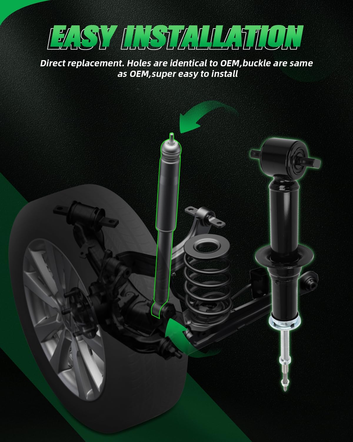 SCITOO - Front Shock Absorbers for Chevy Fits 2014-18 for Chevy Silverado 1500,15-20 for Chevy Suburban,15-20 for Chevy Tahoe,14-18 for GMC Sierra 1500,15-20 for GMC Yukon/XL Shocks Struts - 2Pc Set