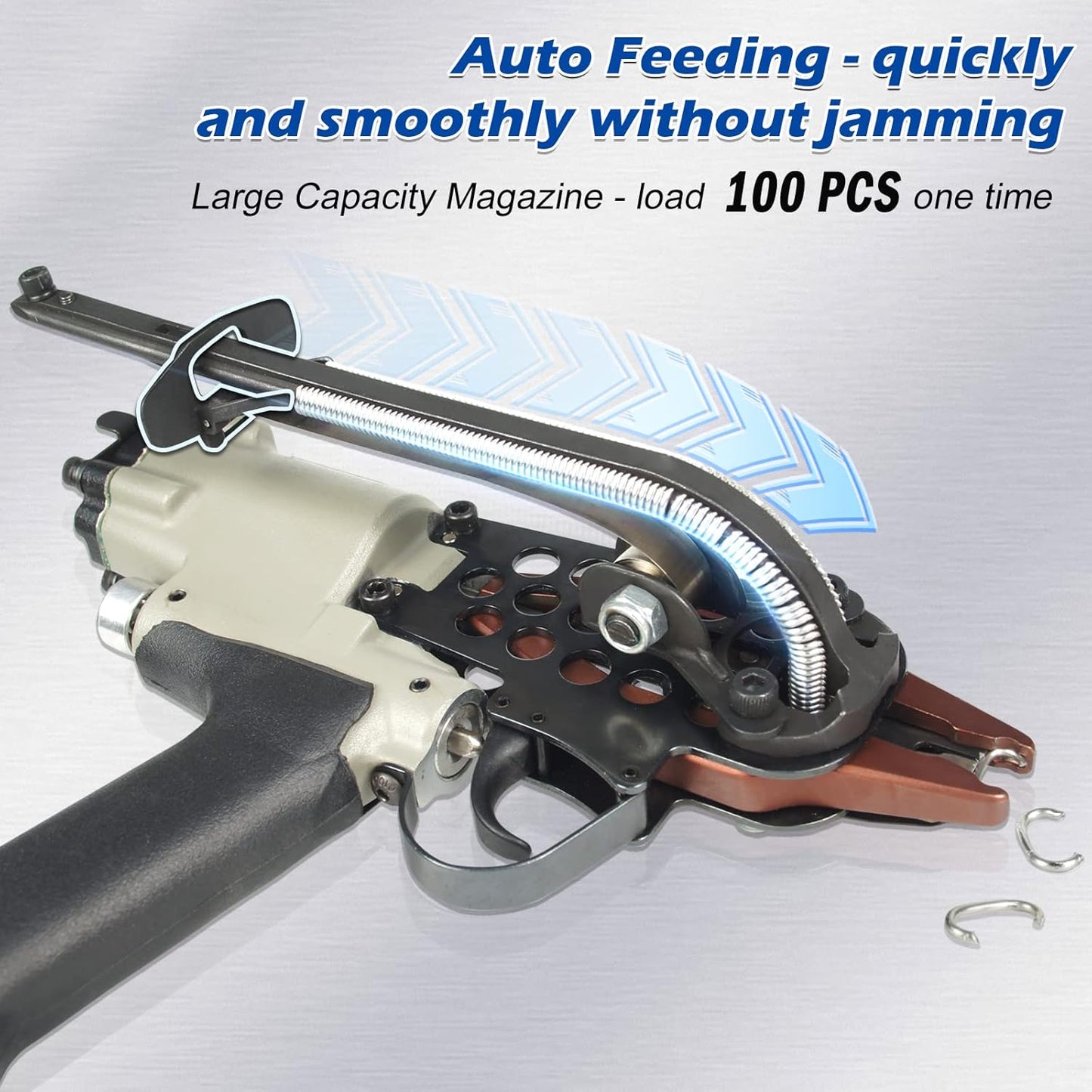 Woodpecker C-760A 16 Gauge 1/2-Inch 3.0-4.8mm Closure DiameterC Ring Piler Pneumatic C Ring Tool Hog Ring Plier C Ring Gun for Mattress