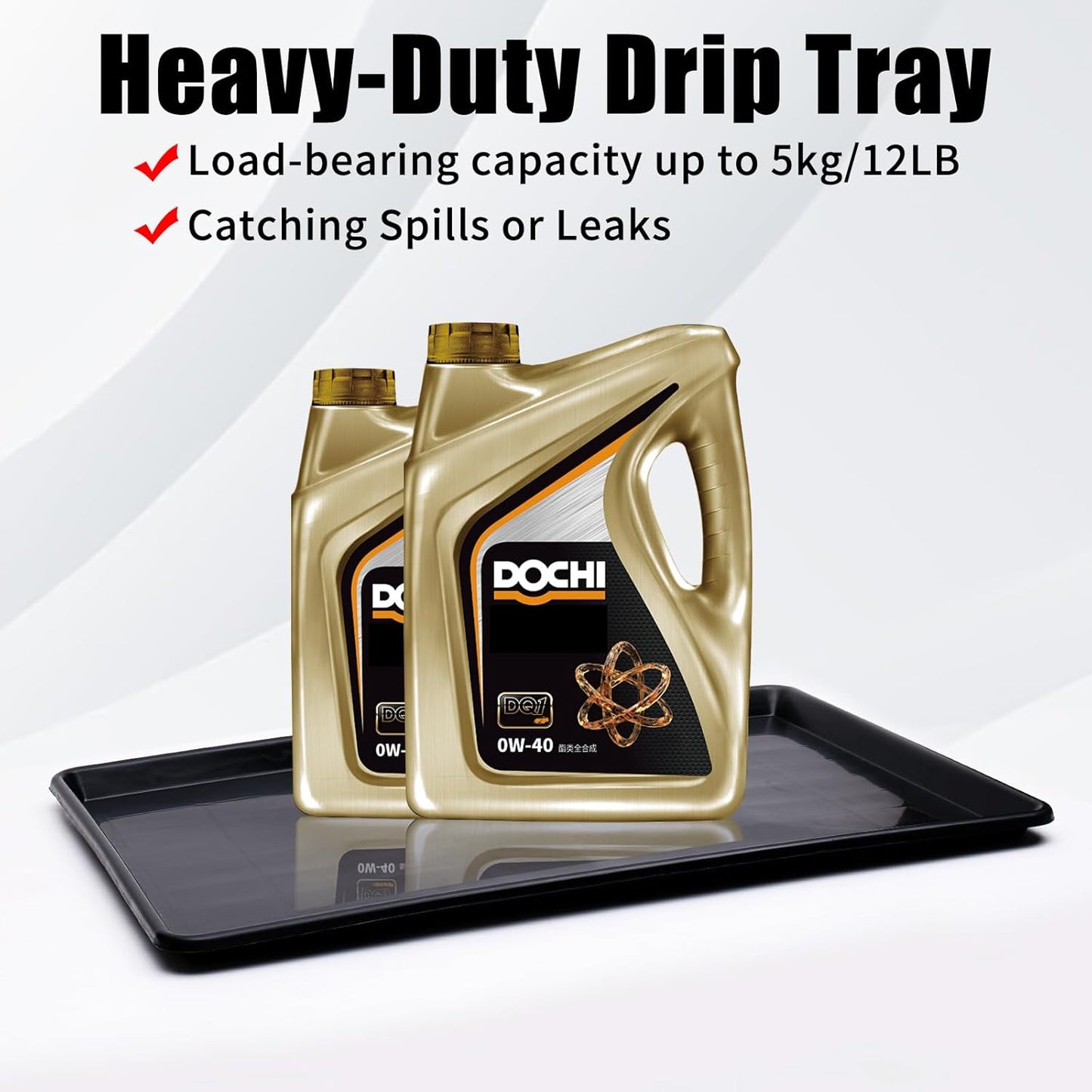 3 Pcs Extra Large Oil Drip Pan for Car - 35.4 x 24 x 1.5 Inches Plastic Auto Oil Catch Tray with 2 Pairs of Gloves, Engine Oil Spill Catcher for Garage, Leak Prevention & Easy Storage