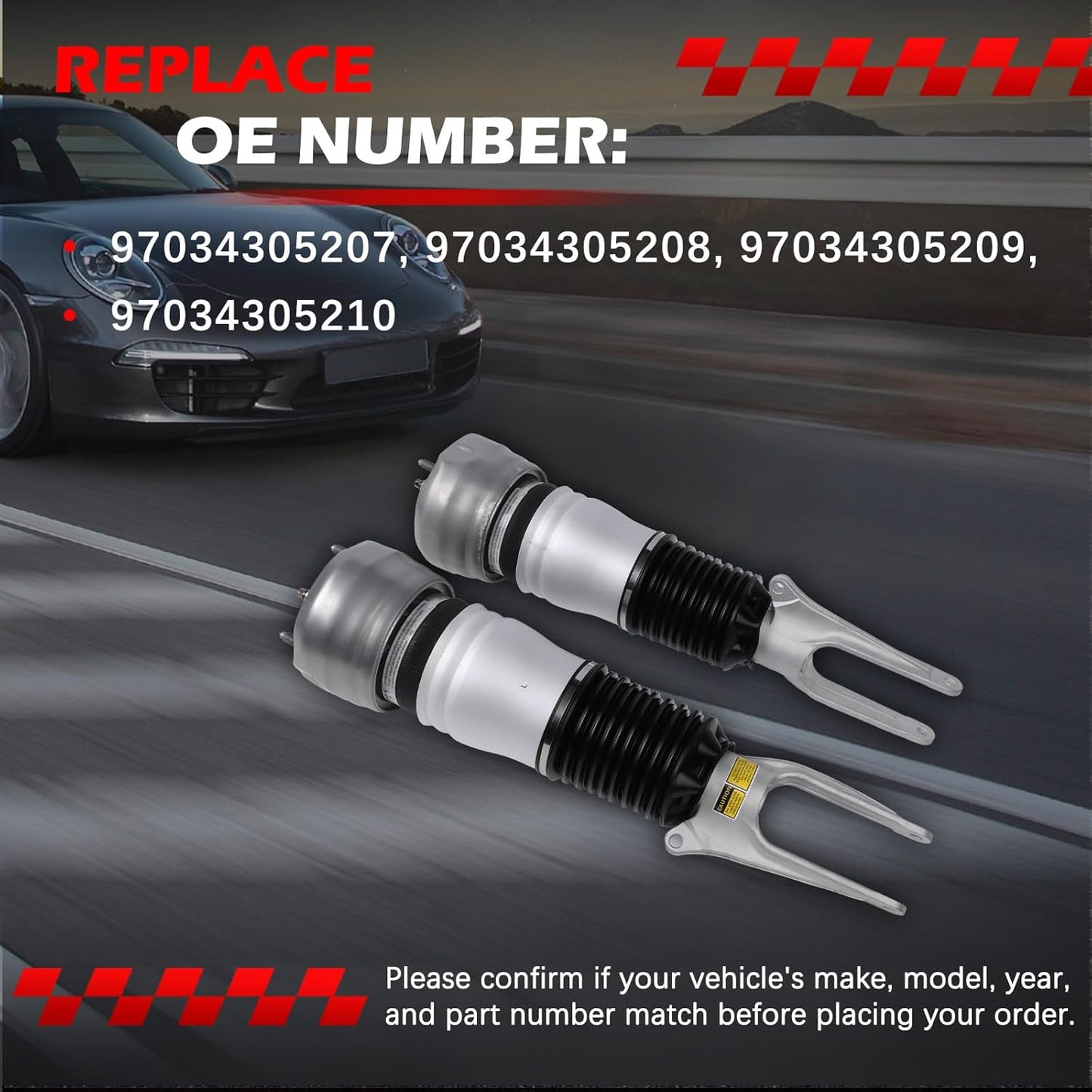 2pcs Front Air Suspension Shock Struts Compatible with Porsche Panamera 2010-2013 3.0L 3.6L 4.8L Replaces 97034305207