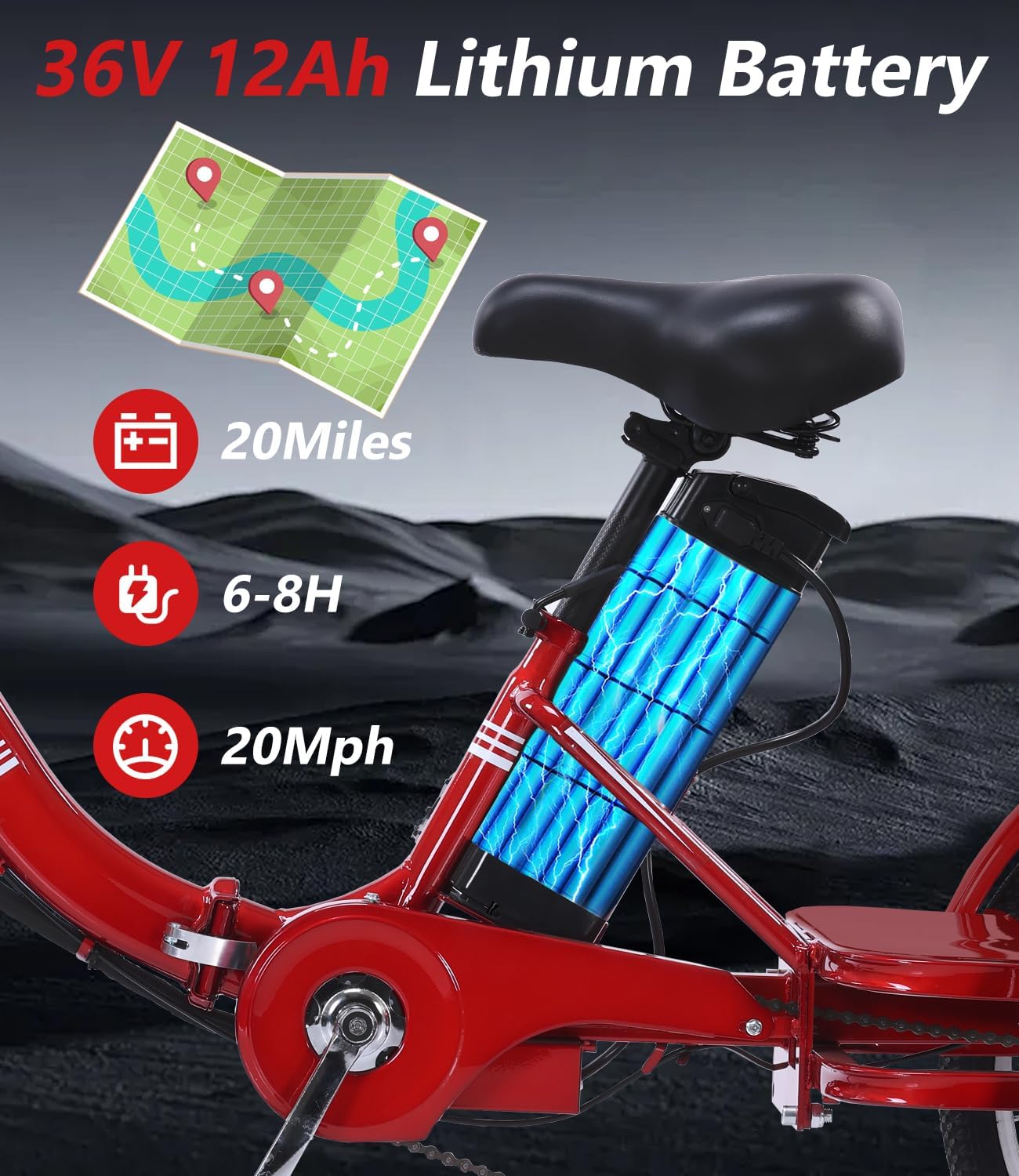 Two Seater Electric Tricycle for Adults, Peak 500W 3 Wheel Electric Bike with Passenger Seat, 48V 13Ah Battery, Folding Motorized Trike with Rear Basket for Women and Seniors