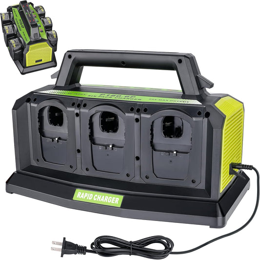 6-Ports Rapid Meanwhile Charger Station for Ryobi 18V Battery,Fast Charger for ONE+18V Multi Battery,Simultaneous Charging of 6 Port Each 3A Compatible,Compatible with Ryobi Battery Power Tools
