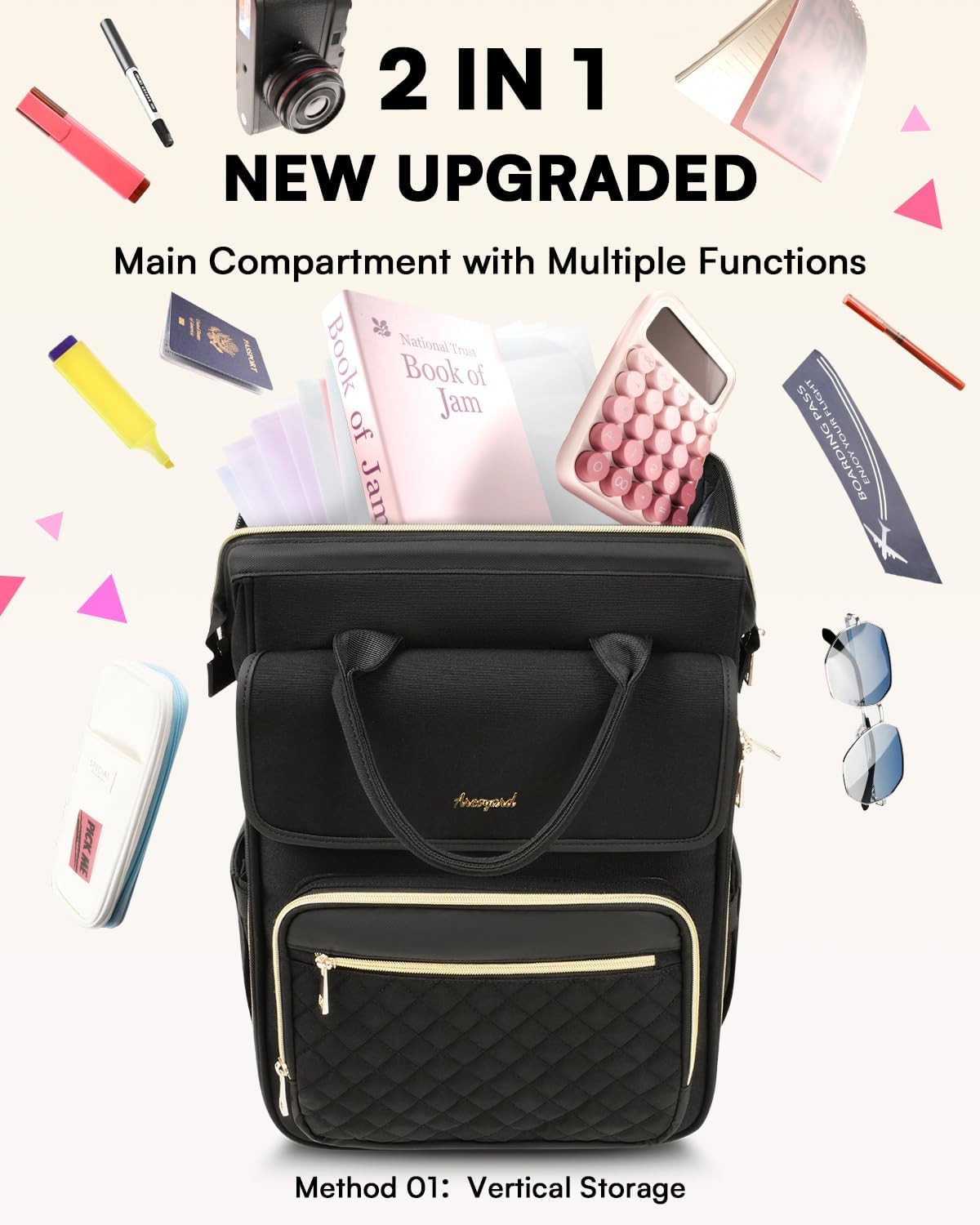 Rolling Backpack for Women, Travel Rolling Laptop Backpack with Wheels, Vertical & Horizontal Storage 2 In 1, Flip-Top Design, Water-Resistant Overnight College Underseat Carry on Luggage