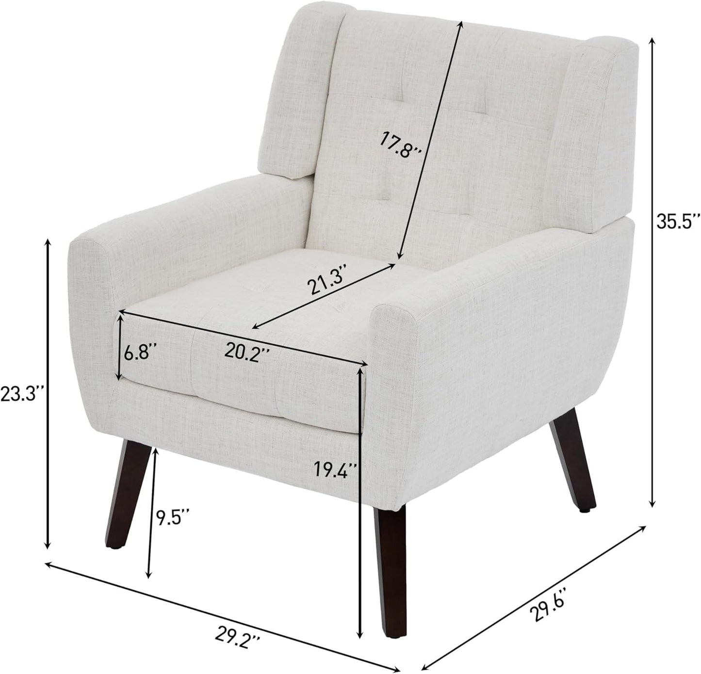UIXE Accent Chairs Set of 2, Modern Upholstered Arm Chair in Fabric for Living Room, Comfy Armchair Single Sofa Seat with Solid Wooden Legs (Green)