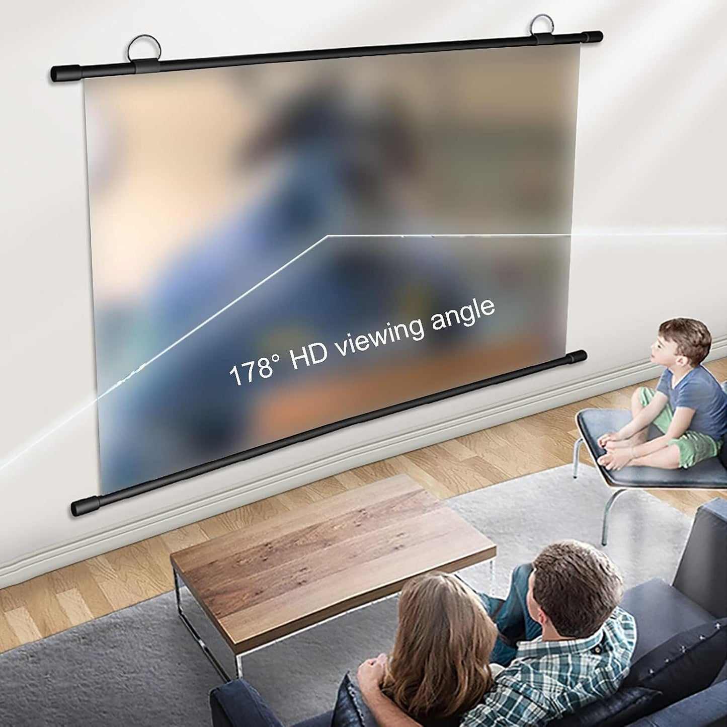 Wall-Mounted Portable Projection Screen, HD Manual Roll-Up for Movies, Conferences, Home Theater(100inch 4:3)