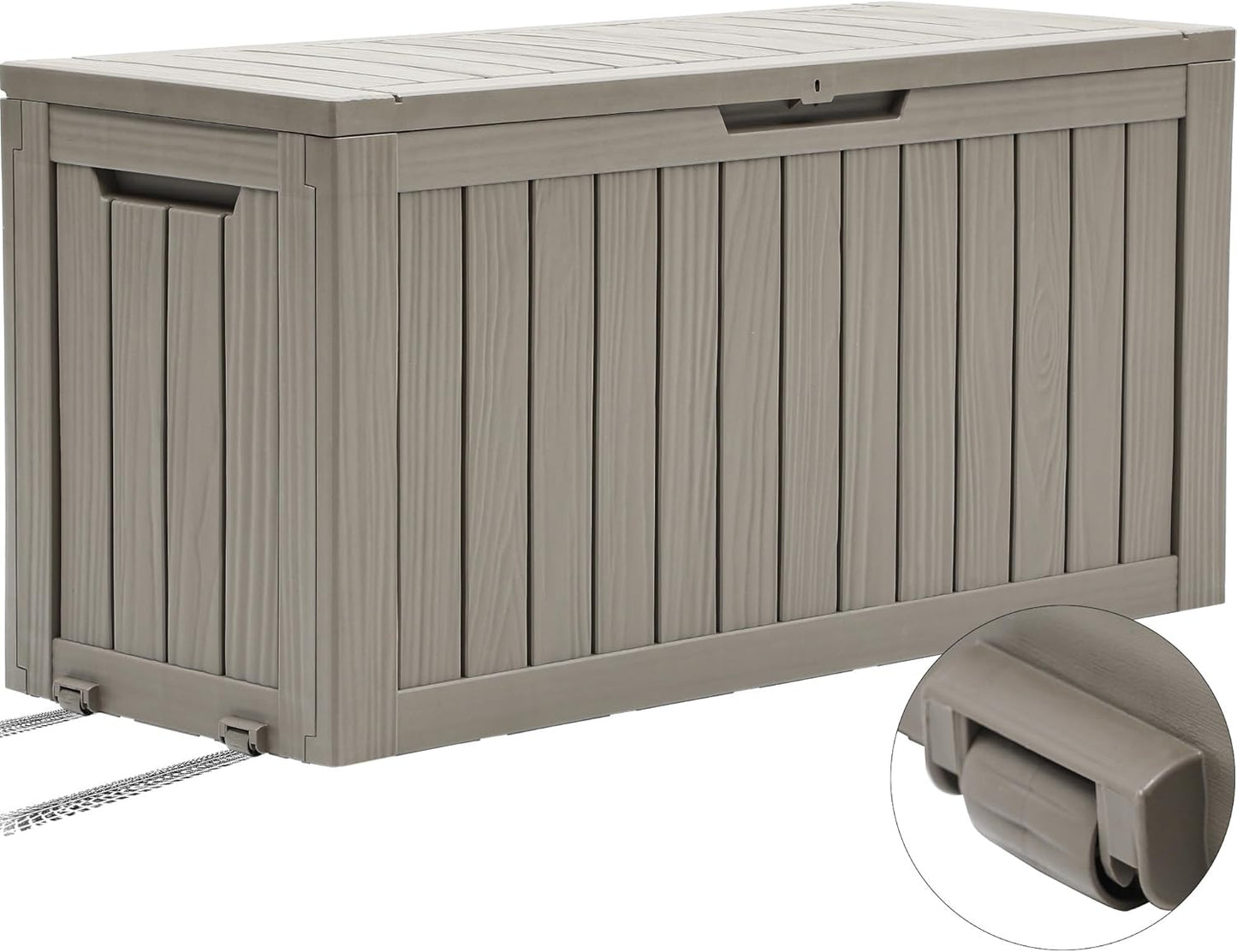 YITAHOME 120 Gallon Outdoor Storage Deck Box with Cushion, Large Resin Patio Storage for Outdoor Pillows, Garden Tools and Pool-Supplies, Waterproof, Lockable (Taupe)