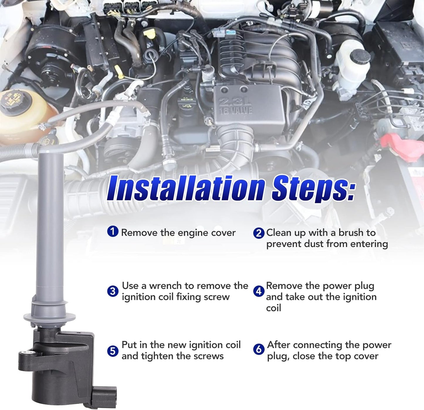 Set of 6 Ignition Coil Pack Spark Plugs for 3.0L 2001 2002 2003 2004 2005 2006 2007 2008 Ford Escape Freestyles Taurus 500 Five Hundred Mazda Tribute Mercury Mariner Montego Sable DG500