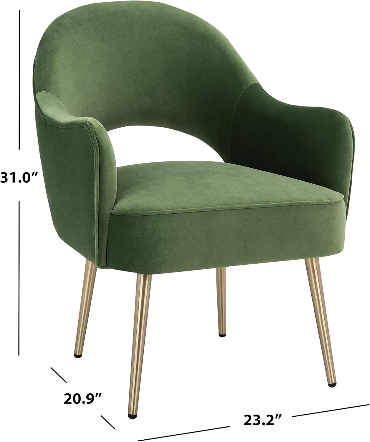 SAFAVIEH Home Collection Dublyn Green Velvet/Gold Accent Chair