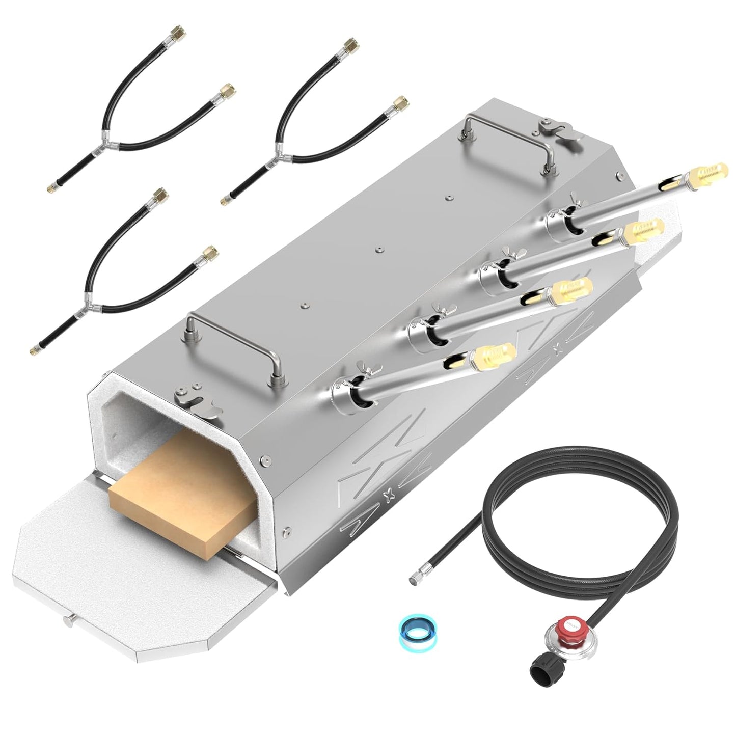 1 Burner Gas Propane Forge 2600℉ Double Door mini Portable Equipment,Knife Making(Stainless Steel) Blacksmithing Farrier Tool, Blacksmith Forge Kit